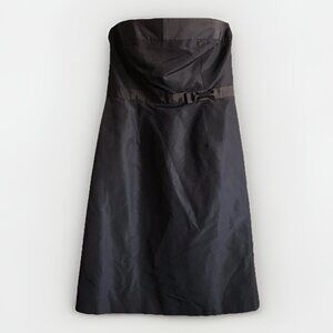 Vintage J Crew Emma Women's Silk Dress Size 12‎ Brown Silk Faille Bow Strapless